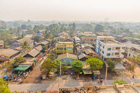 MANDALAY - FEBRUARY 26: Panorama of the residential area near river Irrawaddy on February 26, 2013 in Mandalay, Myanmar.のeditorial素材