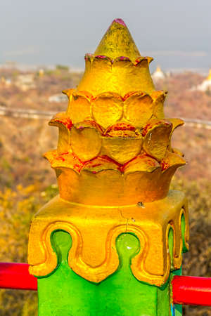 Decoration detail of the small temple at the top of Sagaing hill, Sagaing near Mandalay, Myanmar.の写真素材