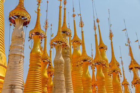 Renovated Ancient Stupas at Indein, Inle Lake, Myanmar.