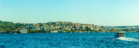 Panorama of the Istanbul sailing Bosphorus, Turkey