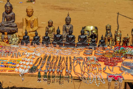 INDEIN   MYANMAR - FEBRUARY 28 2013  Street market booth with lot of souvenirsのeditorial素材
