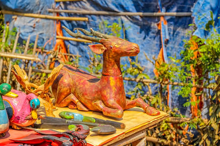 INDEIN   MYANMAR - FEBRUARY 28 2013  Street market booth with lot of souvenirsのeditorial素材