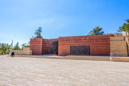 TEL AVIV, ISRAEL - FEBRUARY 28, 2014: Entrance to Yad Vashem Holocaust Memorial compound, Israel's official memorial to the Jewish victims of the Holocaust, established in 1953.のeditorial素材