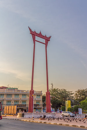 BANGKOK, THAILAND, MARCH 2, 2013: The Giant Swing (Sao Ching Cha) is a religious structure in...