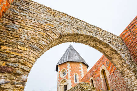 Chapel and walls on Medvedgrad castle in Zagreb, Croatiaのeditorial素材