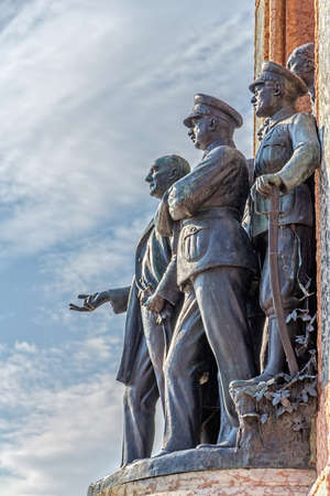 ISTANBUL, TURKEY - SEPTEMBER 28, 2013: Republic Monument on Taksim Square is a major tourist attraction.のeditorial素材