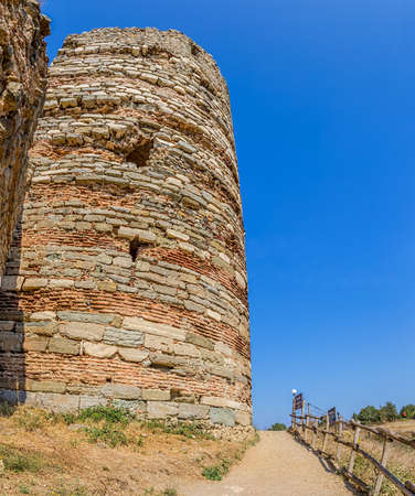 Old ruins of the Anadolu Kavagi on the top of the hill.の写真素材