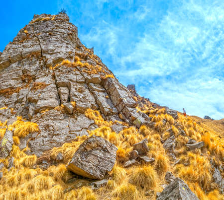 Himalayan Kuari Pass landscape in springtime, India.の写真素材