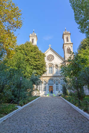 View of the main entrance to the Greek Orthodox Church near Istiklal Caddesi, Istanbul, Turkey.の写真素材