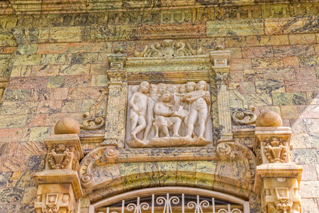Relief above  the entrance door of the Saadabad Palace built by the Pahlavi dynasty of Iran in the...