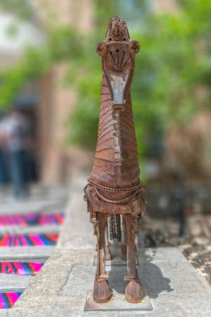 TEHRAN, IRAN - MAY 1, 2015: Metal horse sculpture in front of the Art school.のeditorial素材