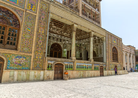 TEHRAN, IRAN - MAY 1, 2015: Edifice of the Sun of the royal palace Golestan oldest groups of...