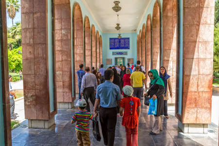 SHIRAZ, IRAN - MAY 2, 2015: Visitors take a tour of the mausoleum of Saadi, known also as the tomb of Sa'dy or Sadiyeh.のeditorial素材