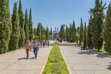 SHIRAZ, IRAN - MAY 2, 2015: Visitors take a tour of the mausoleum of Saadi, known also as the tomb of Sa'dy or Sadiyeh.のeditorial素材