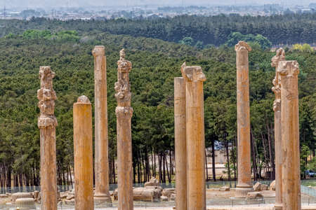 Ancient pillars of the old Persepolis stand tall through time.の写真素材