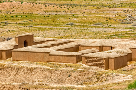The Treasury detail of the ruins of old city Persepolis a capital of the Achaemenid Empire 550 - 330 BC.の写真素材