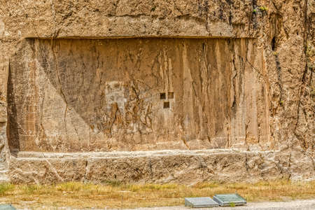 Ancient relief of the necropolis Naqsh-e Rustam near ruins of Persepolis.の写真素材
