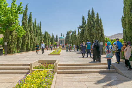 SHIRAZ, IRAN - MAY 2, 2015: Visitors take a tour of the mausoleum of Saadi, known also as the tomb of Sa'dy or Sadiyeh.のeditorial素材