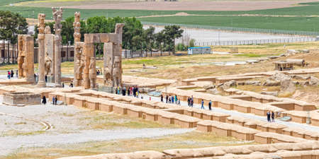 PERSEPOLIS, IRAN - MAY 3, 2015: Xerxes Gate of nations with Lamassu statues at the entrance of the old city.のeditorial素材