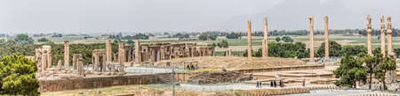 PERSEPOLIS, IRAN - MAY 3, 2015: Panoramic view of the Ruins of old city, a capital of the Achaemenid Empire 550 - 330 BC.のeditorial素材
