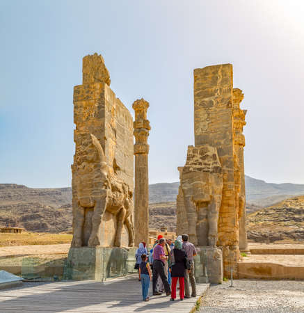 PERSEPOLIS, IRAN - MAY 3, 2015: Xerxes Gate of nations with Lamassu statues at the entrance of the old city.のeditorial素材