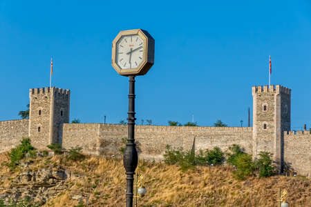 SKOPJE, MACEDONIA - JULY 17, 2015: Old clock placed below the Kale fortress.のeditorial素材