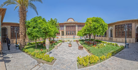 SHIRAZ, IRAN - MAY 2, 2015: Zinat ol Molk House inner garden it is a private house turned into a...