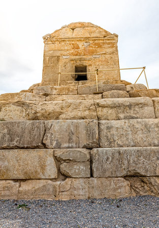 Tomb of Cyrus the Great is the most important monument in Pasargadae old ruins near Shiraz, Iran.