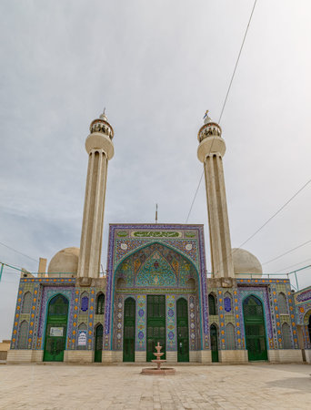 YAZD, IRAN - MAY 4, 2015: Mosque in Abarghu a small town known for its cedrus tree listed as one of...