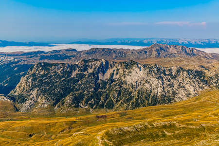 Helicopter aerial photo at Durmitor national park in the Montenegro continental part.の写真素材