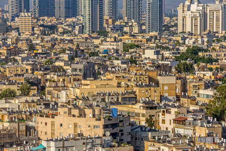 TEL AVIV, ISRAEL - JUNE 18, 2015: Aerial view of the city buildings and private houses.のeditorial素材
