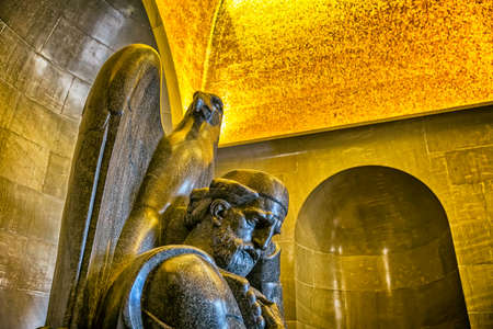 LOVCEN, MONTENEGRO - AUGUST 11, 2015: Njegos statue in a mausoleum is a work of art by famous sculptor Ivan Mestrovic.のeditorial素材