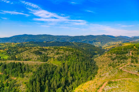 Helicopter aerial photo of the mountain nature in Montenegro continental part.の写真素材