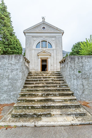 Entrance to the church of St. Anthony in old village of Tucepi in Dalmatia, Croatia.