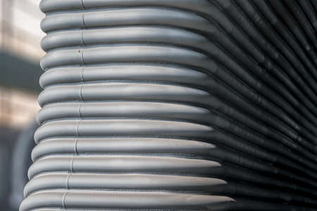 Metal tunnel made of rounded steel pipes.の写真素材