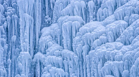 Plitvice lakes frozen waterfallの写真素材