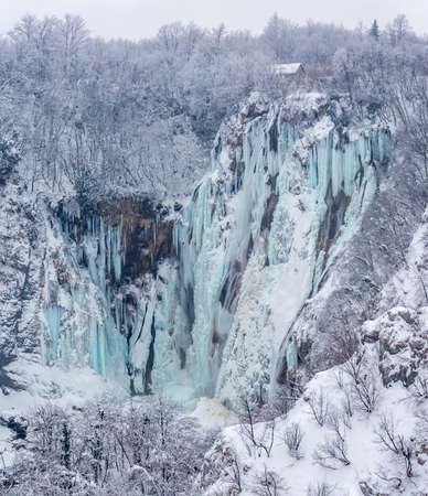 Plitvice lakes winter landscapeの写真素材