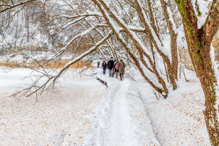 Plitvice lakes snowy winterのeditorial素材