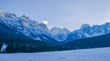 Dolomiti mountains sun setting