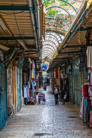 Jerusalem old street morningのeditorial素材