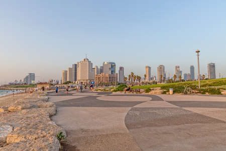 Tel Aviv Shlomo Lahat Promenadeのeditorial素材