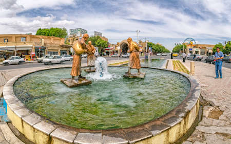 Three old travelers statues in Yazdのeditorial素材