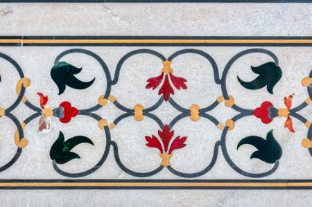 The Taj Mahal decoartion detail, Indiaのeditorial素材