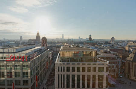 Frankfurt panoramic aerial view in winter morningのeditorial素材