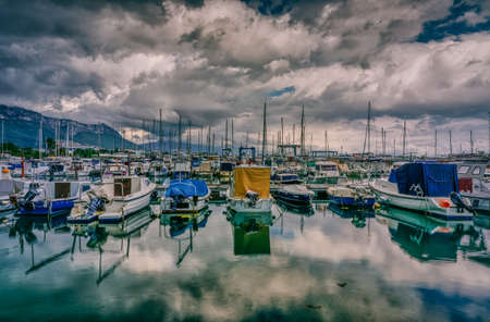 Kastel Gomilica near Split port view in cloudy weatherのeditorial素材