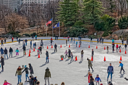New York Ice skaters having fun in Central Park