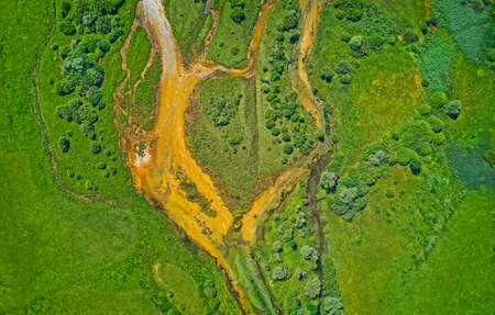 Aerial view of the river Cetina, Croatiaの写真素材