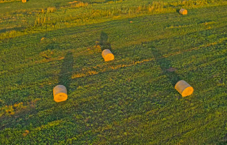 Hay bales in the countryside, Croatia. A beautiful landscape near Sinj, Croatia.の写真素材