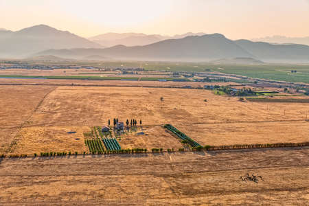 Summer morning nature in the fields with one farm house in Montenegro continental part.の写真素材