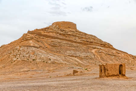 Disused old building at the foot of the Tower of Silence in Yazd, Iran.の写真素材
